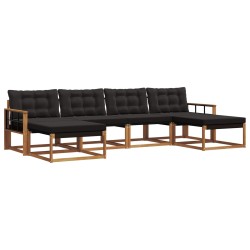 Ensemble de canapés d'extérieur 6 pcs Naturel et Noir 648558648558