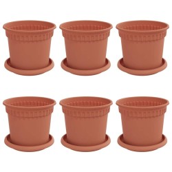 Pots de plantes 6 pcs Rouge brique Ø 15 x 12 cm Plastique 648561648561