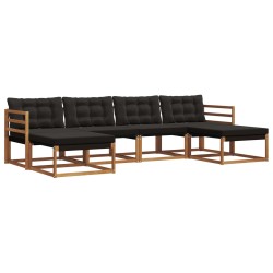 Ensemble de canapés d'extérieur 6 pcs Naturel et Noir 648562648562