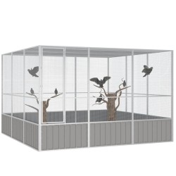 Cage à oiseaux Gris 302,5x324,5x211,5 cm Acier galvanisé 648565648565