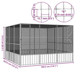 Cage à oiseaux Gris 302,5x324,5x211,5 cm Acier galvanisé 648565648565