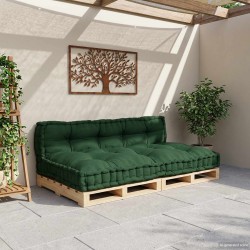 Coussin de canapé sur palette 2 pcs Vert 120 x 80 x 38 cm Tissu 648603648603