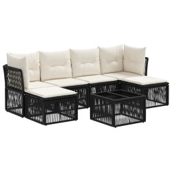 Ensemble de canapé de jardin 7 pcs Noir polyrotin 648605648605