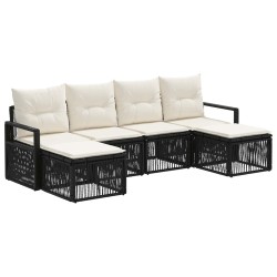 Ensemble de canapé de jardin 6 pcs Noir polyrotin 648606648606