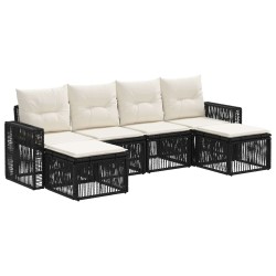 Ensemble de canapé de jardin 6 pcs Noir et blanc crème 648607648607