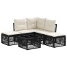 Ensemble de canapé de jardin 6 pcs Noir polyrotin 648619648619