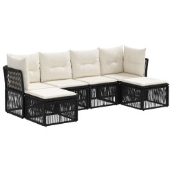 Ensemble de canapé de jardin 6 pcs Noir polyrotin 648623648623