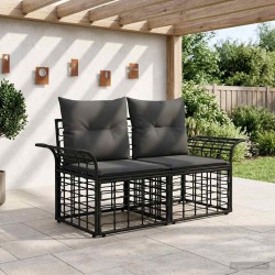 Loveseat d'extérieur 2 pcs Noir et Gris foncé polyrotin 648633648633