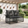 Loveseat d'extérieur 2 pcs Noir et Gris foncé polyrotin 648633648633