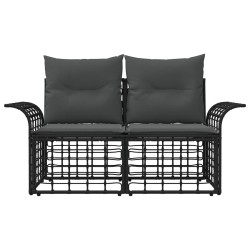 Loveseat d'extérieur 2 pcs Noir et Gris foncé polyrotin 648633648633