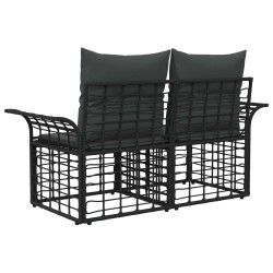 Loveseat d'extérieur 2 pcs Noir et Gris foncé polyrotin 648633648633