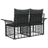 Loveseat d'extérieur 2 pcs Noir et Gris foncé polyrotin 648633648633