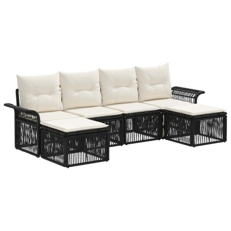 Ensemble de canapé de jardin 6 pcs Noir polyrotin 648635648635