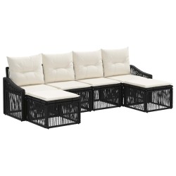 Ensemble de canapé de jardin 6 pcs Noir polyrotin 648637648637