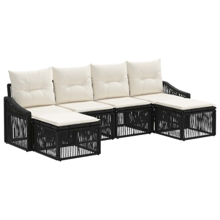Ensemble de canapé de jardin 6 pcs Noir polyrotin 648637648637