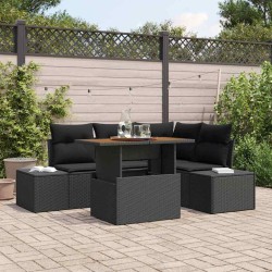 Ensemble de canapé de jardin 5 pcs Noir Poly rotin 648647648647