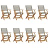 Chaises de jardin pliantes lot de 8 gris poly rotin bois massif 648658648658