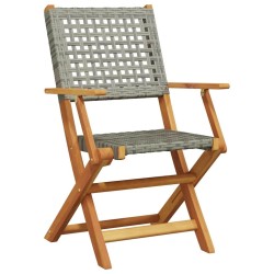 Chaises de jardin pliantes lot de 8 gris poly rotin bois massif 648658648658