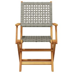 Chaises de jardin pliantes lot de 8 gris poly rotin bois massif 648658648658