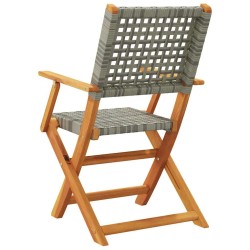 Chaises de jardin pliantes lot de 8 gris poly rotin bois massif 648658648658