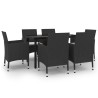 Ensemble à manger de jardin coussins 7 pcs Résine tressée Verre 648659648659