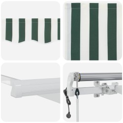 Auvent rétractable Vert et blanc 400 × 300 cm 648662648662