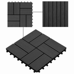 Carreau de terrasse 22 pcs Noir 30 x 30 cm WPC 648682648682