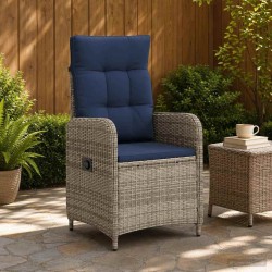 Chaise de jardin inclinable Gris et bleu marine polyrotin 648704648704