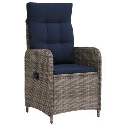 Chaise de jardin inclinable Gris et bleu marine polyrotin 648704648704