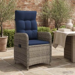 Chaise de jardin inclinable Gris et bleu marine polyrotin 648704648704