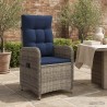 Chaise de jardin inclinable Gris et bleu marine polyrotin 648704648704