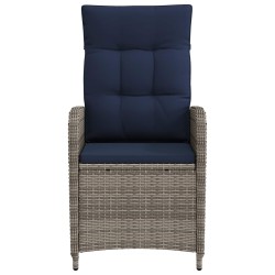 Chaise de jardin inclinable Gris et bleu marine polyrotin 648704648704