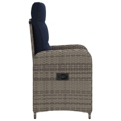 Chaise de jardin inclinable Gris et bleu marine polyrotin 648704648704