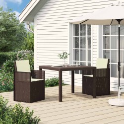 Chaises de jardin salle à manger 2 pcs Marron et crème PP 648707648707