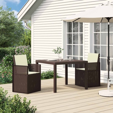 Chaises de jardin salle à manger 2 pcs Marron et crème PP 648707648707