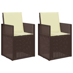 Chaises de jardin salle à manger 2 pcs Marron et crème PP 648707648707