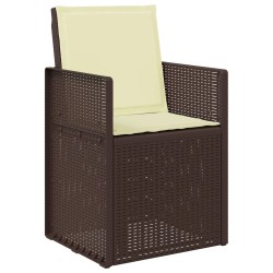 Chaises de jardin salle à manger 2 pcs Marron et crème PP 648707648707