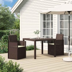 Chaises de jardin salle à manger 2 pcs Marron et crème PP 648715648715