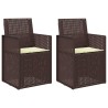 Chaises de jardin salle à manger 2 pcs Marron et crème PP 648715648715