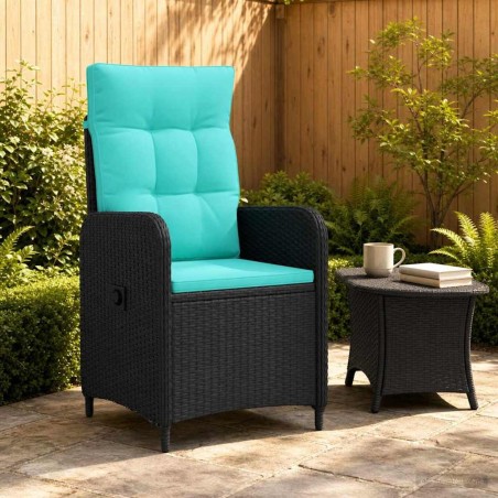 Chaise de jardin inclinable Noir et turquoise polyrotin 648716648716