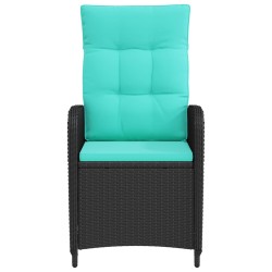 Chaise de jardin inclinable Noir et turquoise polyrotin 648716648716
