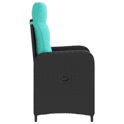 Chaise de jardin inclinable Noir et turquoise polyrotin 648716648716