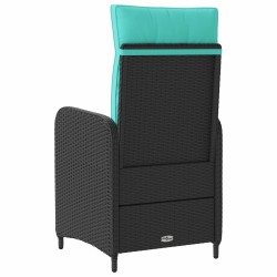 Chaise de jardin inclinable Noir et turquoise polyrotin 648716648716
