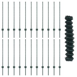 Clôture grillagée avec poteau 25 x 1 m Acier galvanisé Vert 648721648721