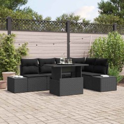 Ensemble de canapé de jardin 6 pcs Noir Poly rotin 648722648722