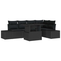 Ensemble de canapé de jardin 6 pcs Noir Poly rotin 648722648722
