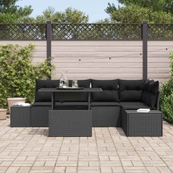 Ensemble de canapé de jardin 6 pcs Noir Poly rotin 648722648722