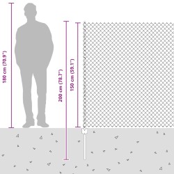 Clôture grillagée avec poteau 10 x 1,5 m Acier recouvert de PVC 648724648724