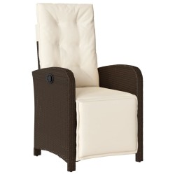 Ensemble à manger de jardin 5 pcs et coussins marron poly rotin 648727648727