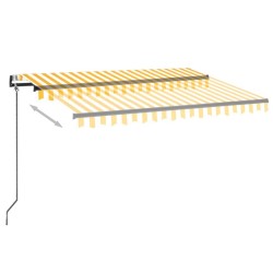 Auvent automatique capteur de vent/LED 350x250cm Jaune et blanc 648728648728